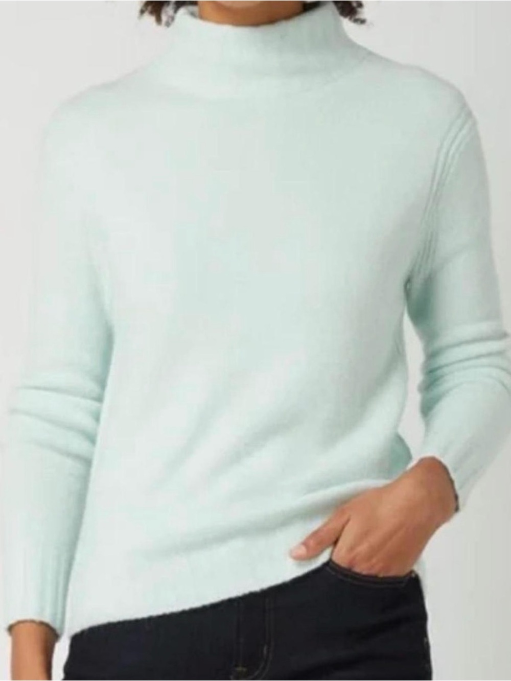 J. CREW Mint Mock Neck Sweater Size S Wool Blend Classic Feminine Piece